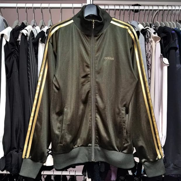 ADIDAS 아디다스 90s 카키 금장 져지 집업