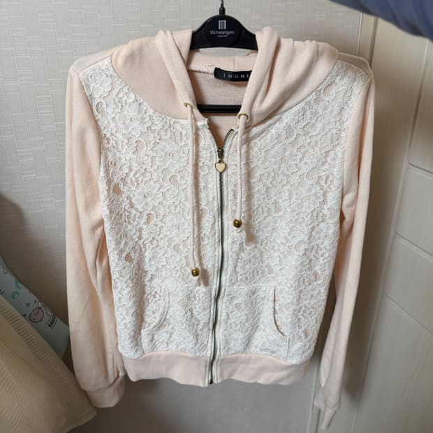 핑크 레이스 후드집업 모리걸 빈티지 러블리 하구미