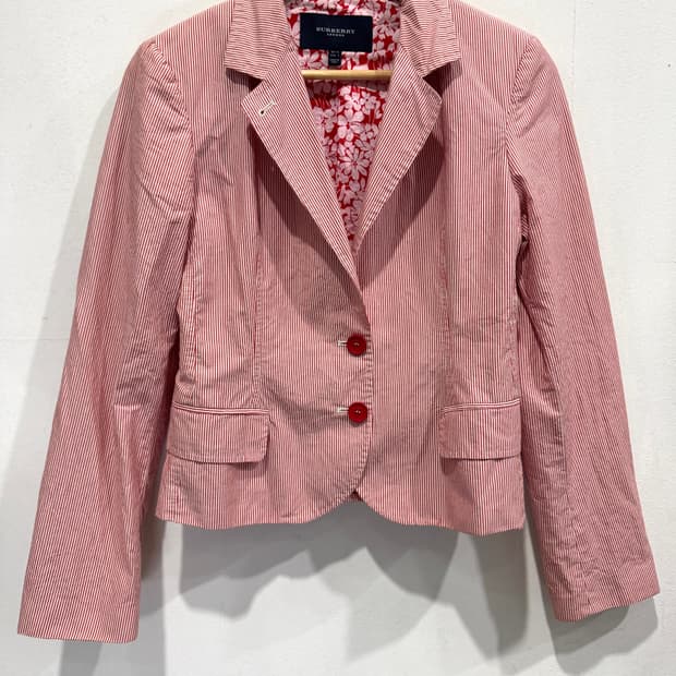 버버리 런던 핑크 스트라이프 블레이저 L 정품