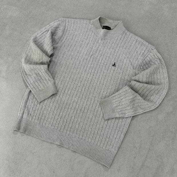 빈폴 회색 케이블 니트 스웨터 m