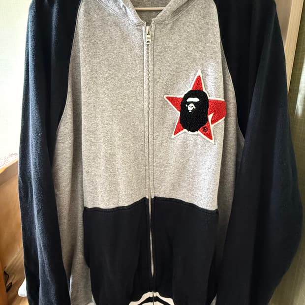 베이프 배색 후드집업