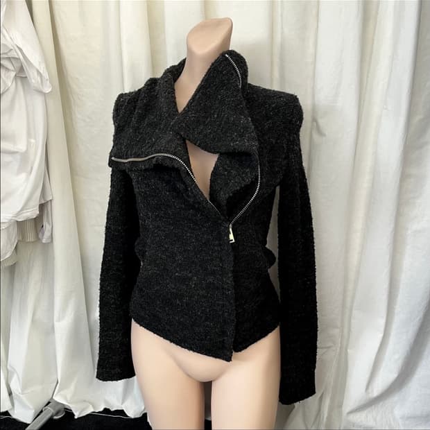 IRO 하이넥 드레이프 울 니트집업