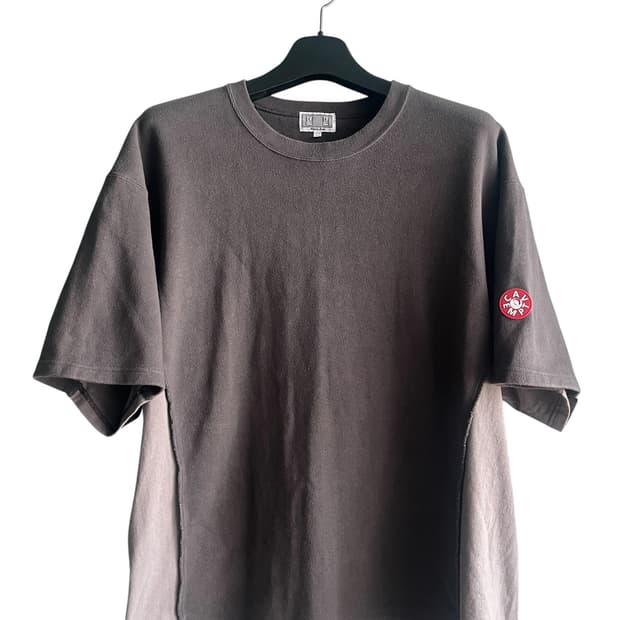 [L] 카브엠트 사이드 심 DBL 니트 반팔 티셔츠 차콜 그레이