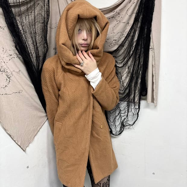 Mori Girl Mood Over-Hoodie Beige Coat