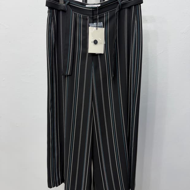 새제품) 잇미샤 스트라이프 블랙 슬랙스 와이드팬츠 76(28)