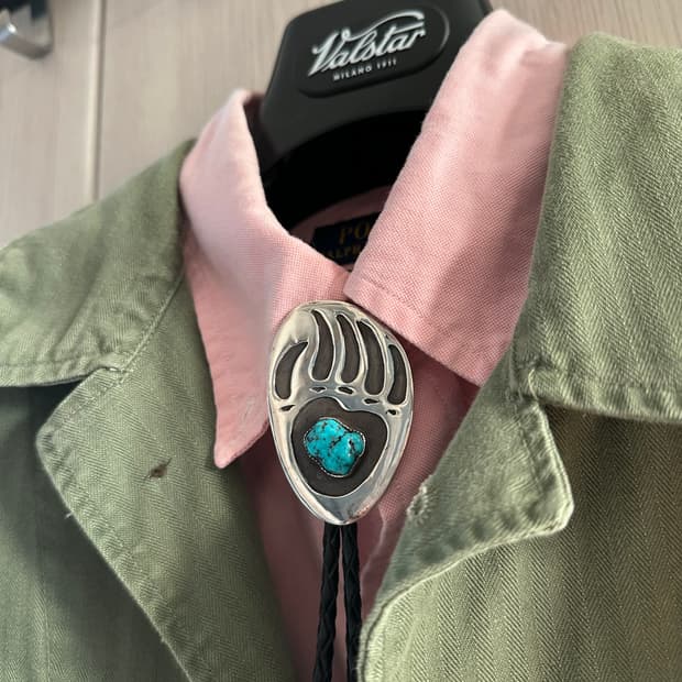 네이티브아메리칸 인디언주얼리 나바호 터키석 베어 볼로타이