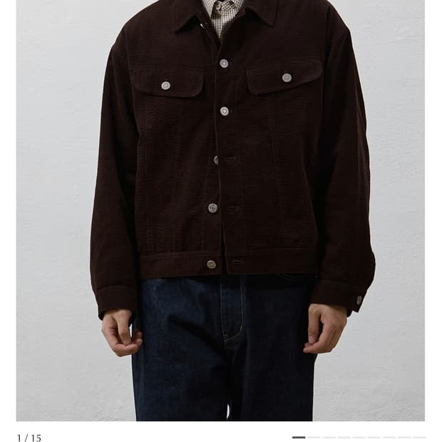유스 코듀로이 텍스처 자켓 브라운