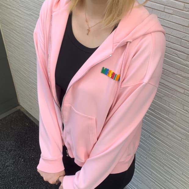 모스키노 젤리 로고 후드집업 (pink)