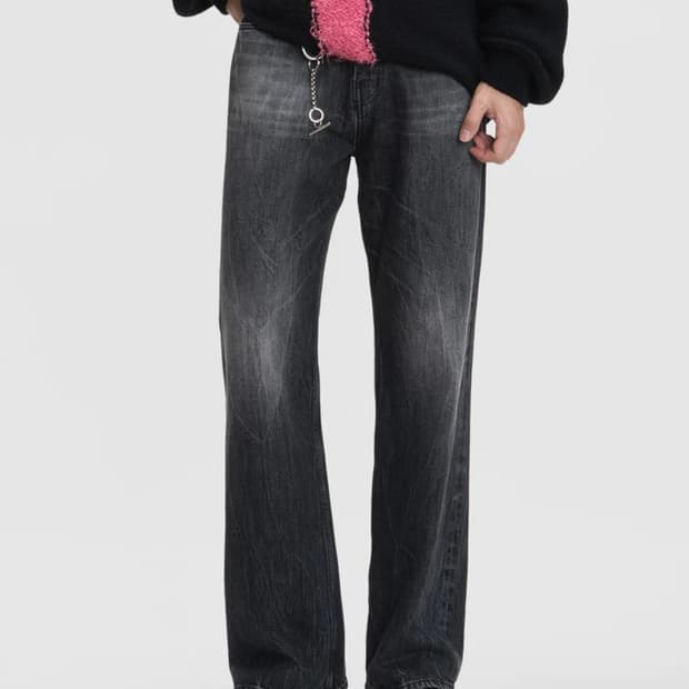 모드나인 turn me on black 데님팬츠