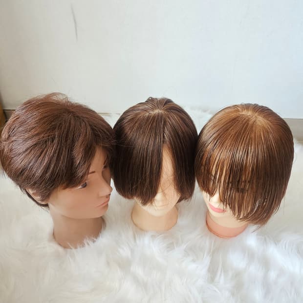 미용 커트 연습용 통가발 3개 / 앞머리 길이 있음(20cm)