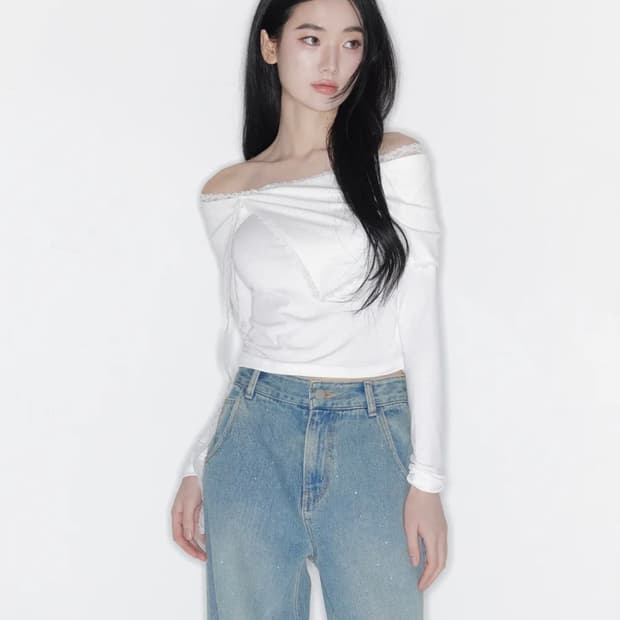 더티스 STELLA LACE OFF SHOULDER TOP 화이트