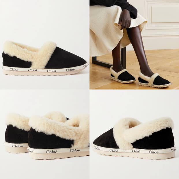 Chloe 끌로에 우디 양모 시어링 스웨이드 퍼 슬립온225-230