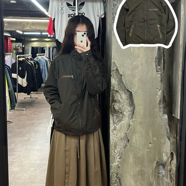 코치 헤링턴 집업 자켓 카키 S #csz2363