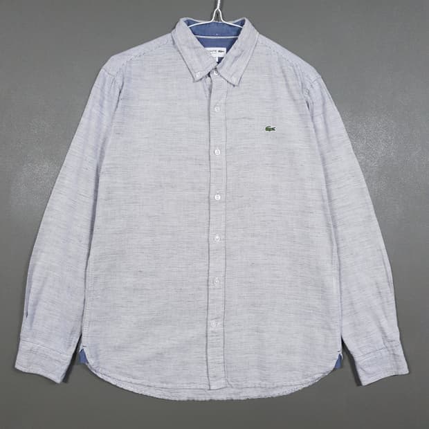 95) 라코스테 신형 크록 가로 스트라이프 코튼 린넨 셔츠 버트다운 남방