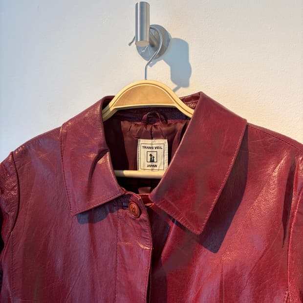 90s japanese label mood eco leather coat