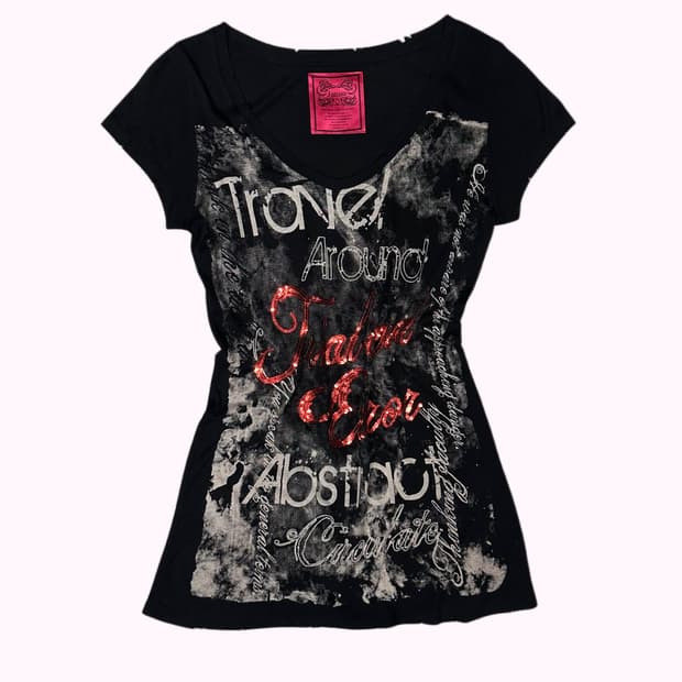 JANISS damaged grunge printing t-shirt