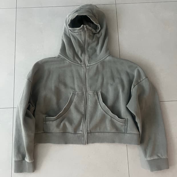 엔타이어스튜디오 크롭 후드 집업 그레이 xxs