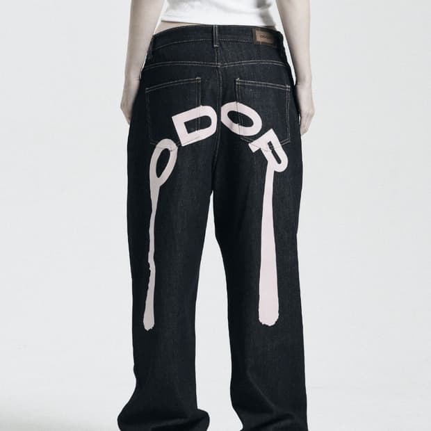 오도어 Logo drop denim in pink