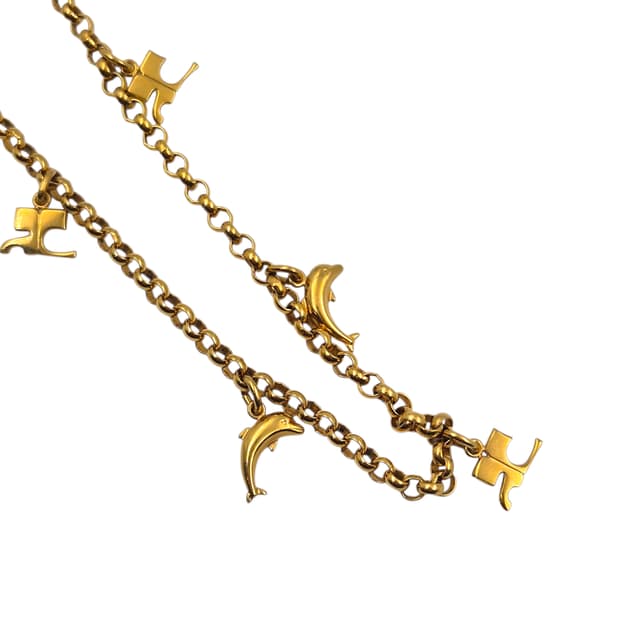 90s 꾸레쥬 스페이스 돌고래 레이어드 목걸이