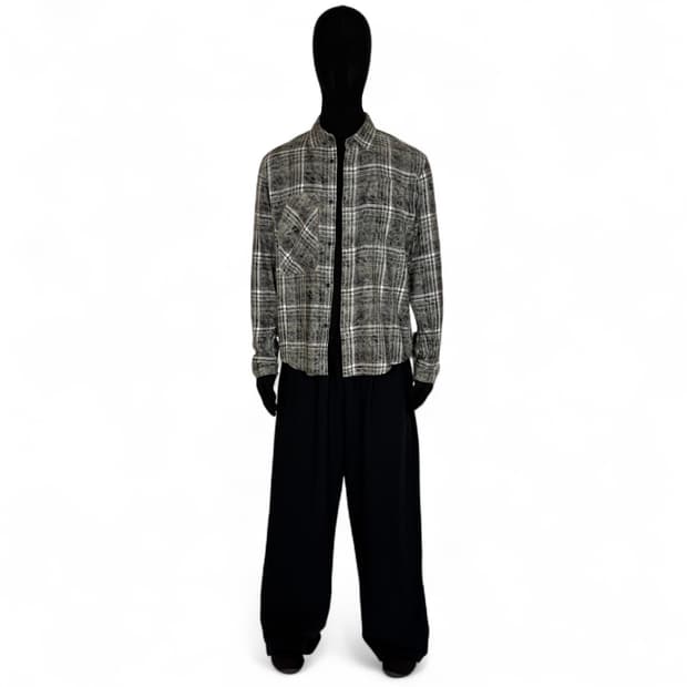 테테 옴므 tete homme 언밸런스 포켓 워싱 체크 셔츠