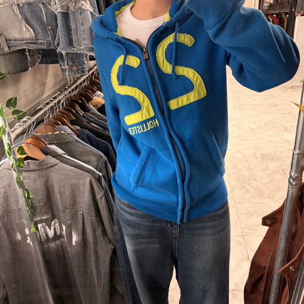 (정품/M)홀리스터 후드집업 블루 a1