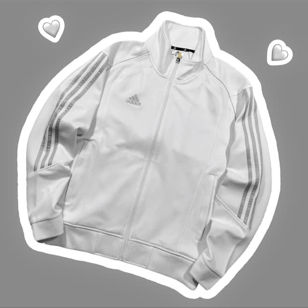 아디다스 화이트 실버 져지 집업 트랙탑