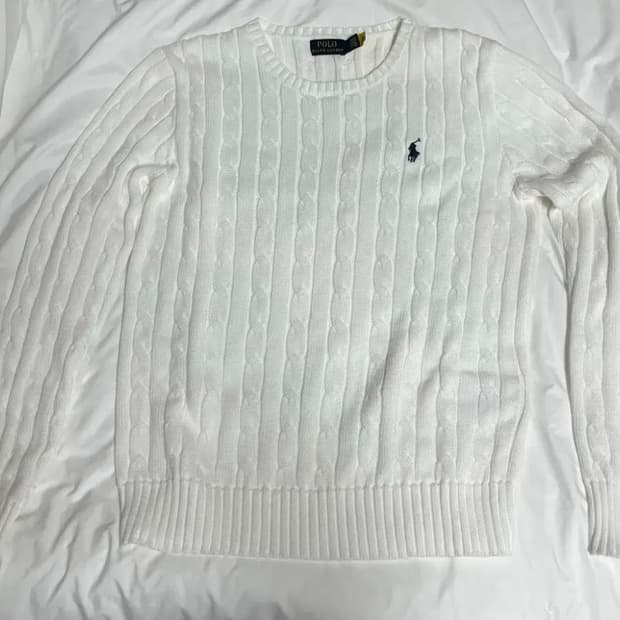 택포) 폴로 랄프로렌 여성용 라운드넥 니트 화이트 M사이즈