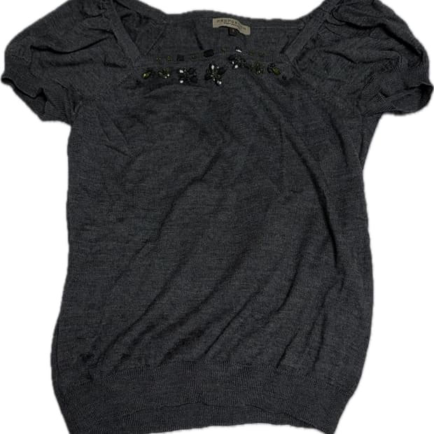 Vintage puff vizz knit top