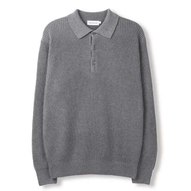 (3) 스테디에브리웨어 헤비 립 코튼 칼라 니트 (그레이 멜란지)