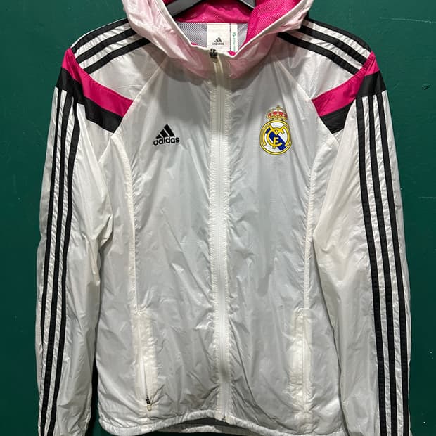 아디다스 레알마드리드 화이트 바람막이100
