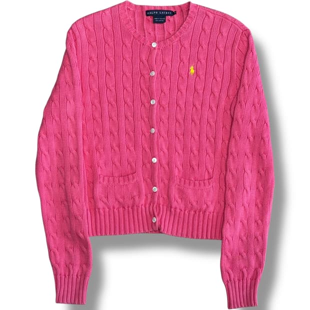 Polo Ralph Lauren 핑크 코튼 케이블 가디건