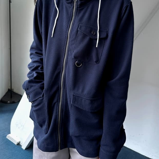 Knit fabric hooded design jacket