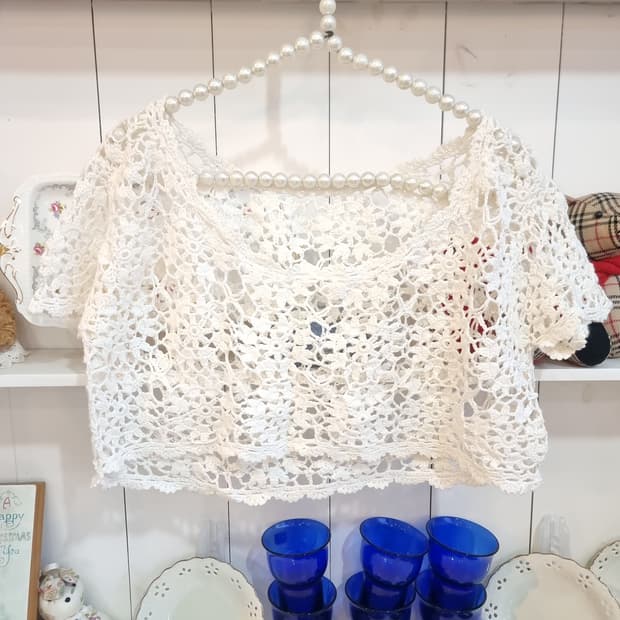 LIZ LISA(리즈리사) 화이트 크로셰 레이스 볼레로