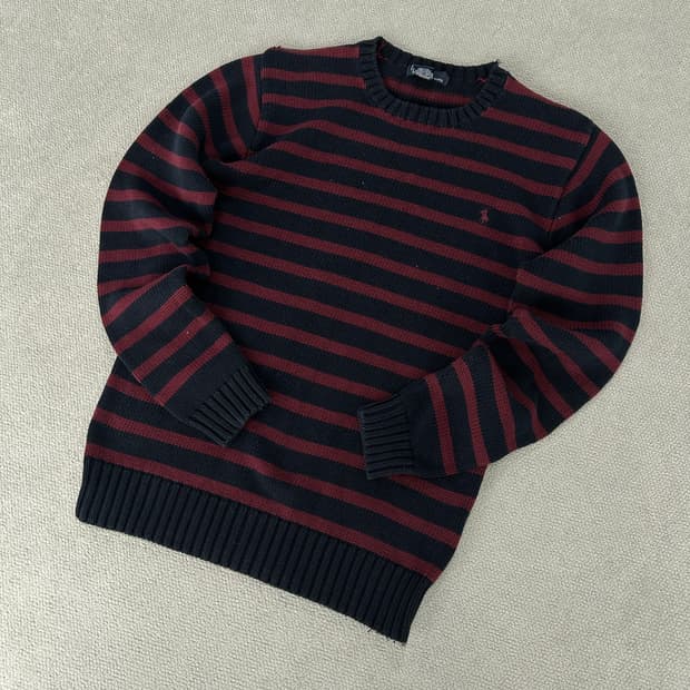 폴로 랄프로렌 스트라이프 니트 블랙/레드 XL