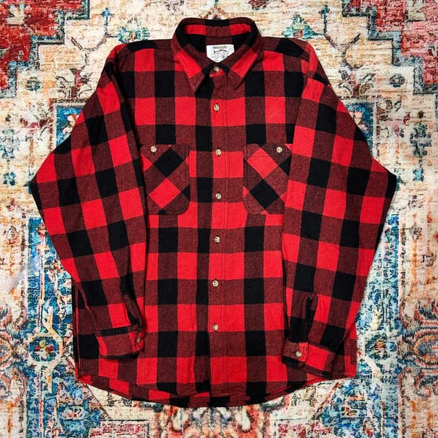[L] 90s 랭글러 피쉬택 재팬 레드 체크 셔츠