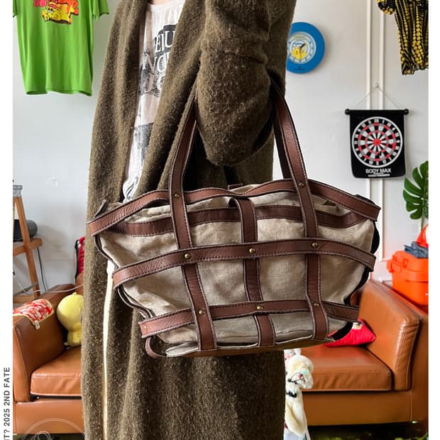Vintage Leather Harness Stud Tote Bag
