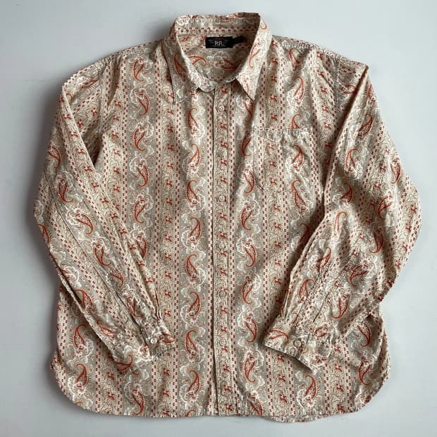 RRL 더블알엘 페이즐리 프린트 워크셔츠 베이지 멀티