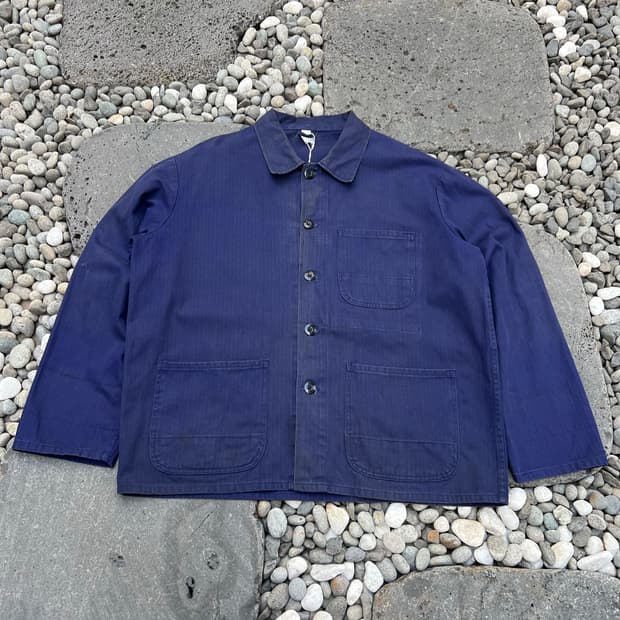 VINTAGE WASHING OLD HBT 헤링본트윌코튼 프렌치워크자켓