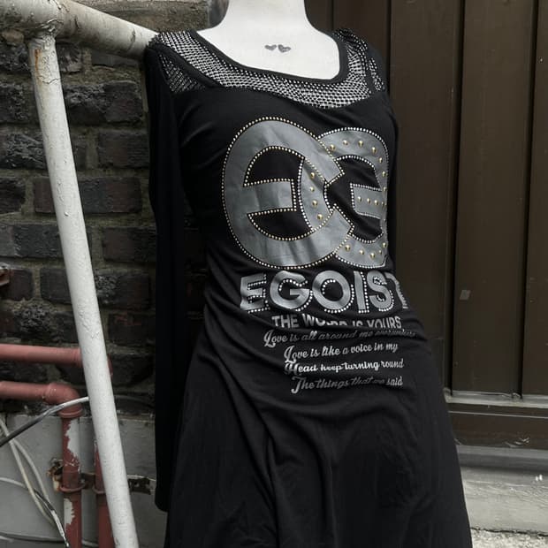 2000s egoist Y2K 큐빅 디테일 롱 슬리브