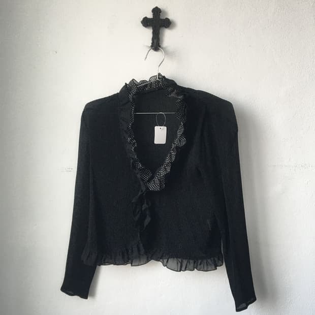 Dot pattern layered pleats cardigan