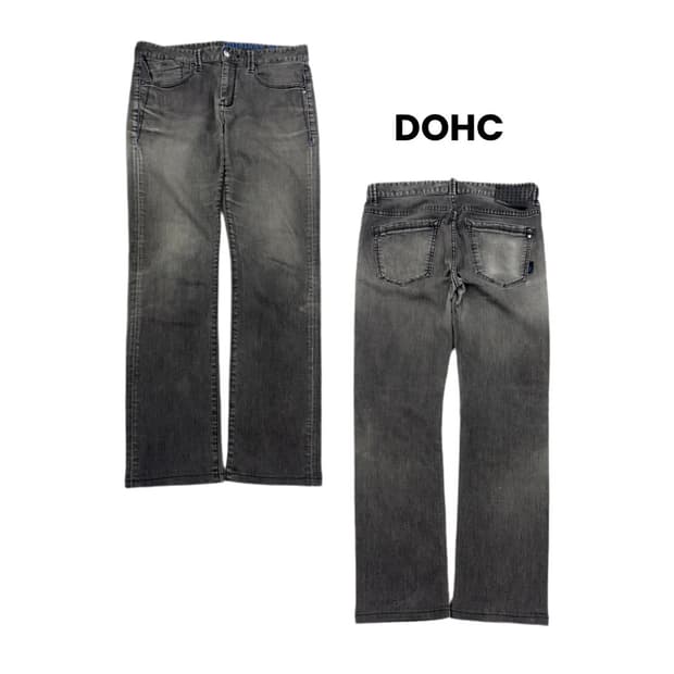 DOHC 빈티지 흑청 워싱 새깅 데님팬츠