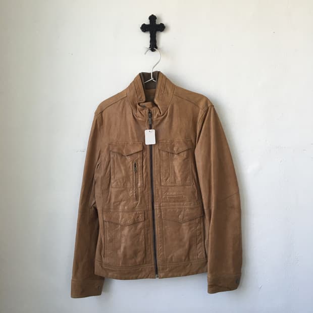 Lamb leather high neck multi pocket jack