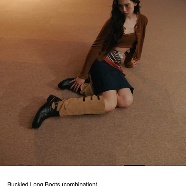 아뜰리에에디션 버클 롱 부츠 블랙브라운