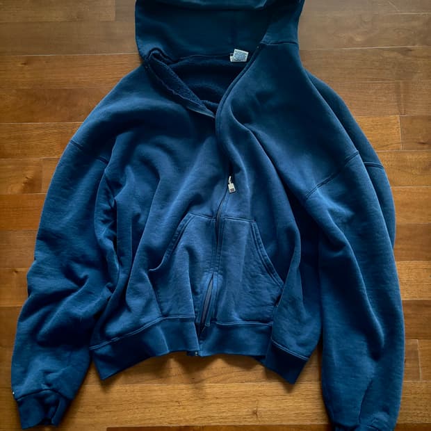 빈티지 러셀 후드집업 네이비