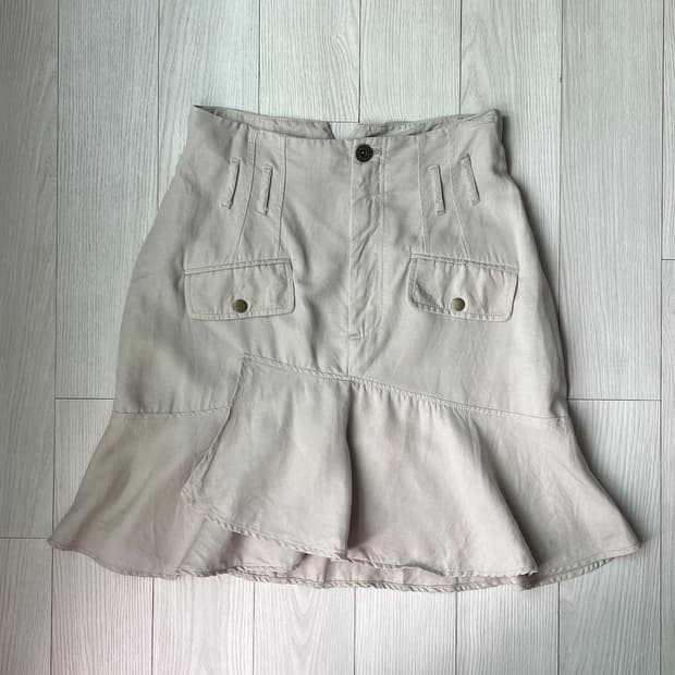 beige flare midi skirt