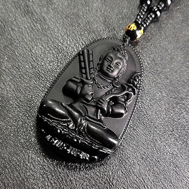 허공장보살 흑요석 펜던트 불상 부처님 불교 남자 목걸이