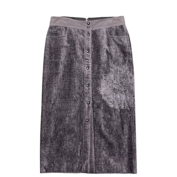 LANVIN 벨벳 스터드 H스커트 퍼플