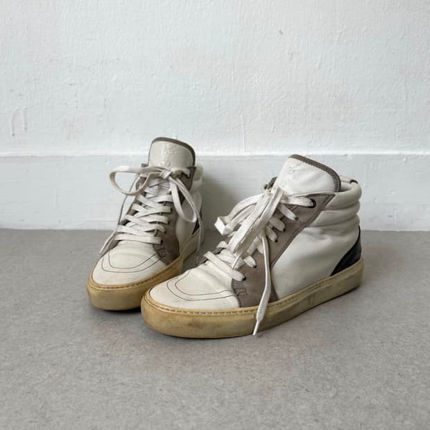 생로랑 2000s YSL 화이트 레더 하이탑