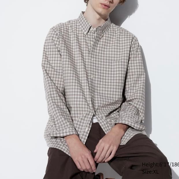 [4XL] 유니클로 오버핏 시티보이 캐쥬얼 체크 셔츠 남방