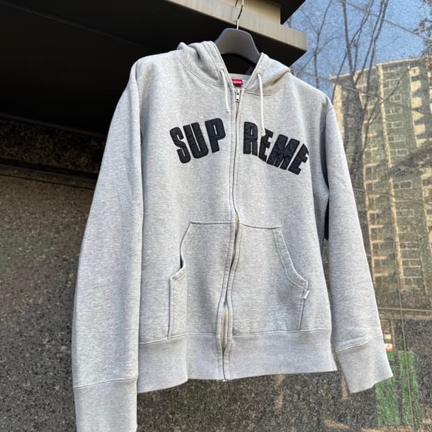 90s 슈프림 후드집업 그레이 아치로고